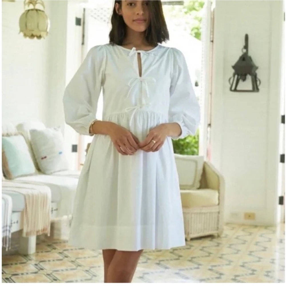 LAKE White Poplin Triple-tie Front Dress Women's XL XXL